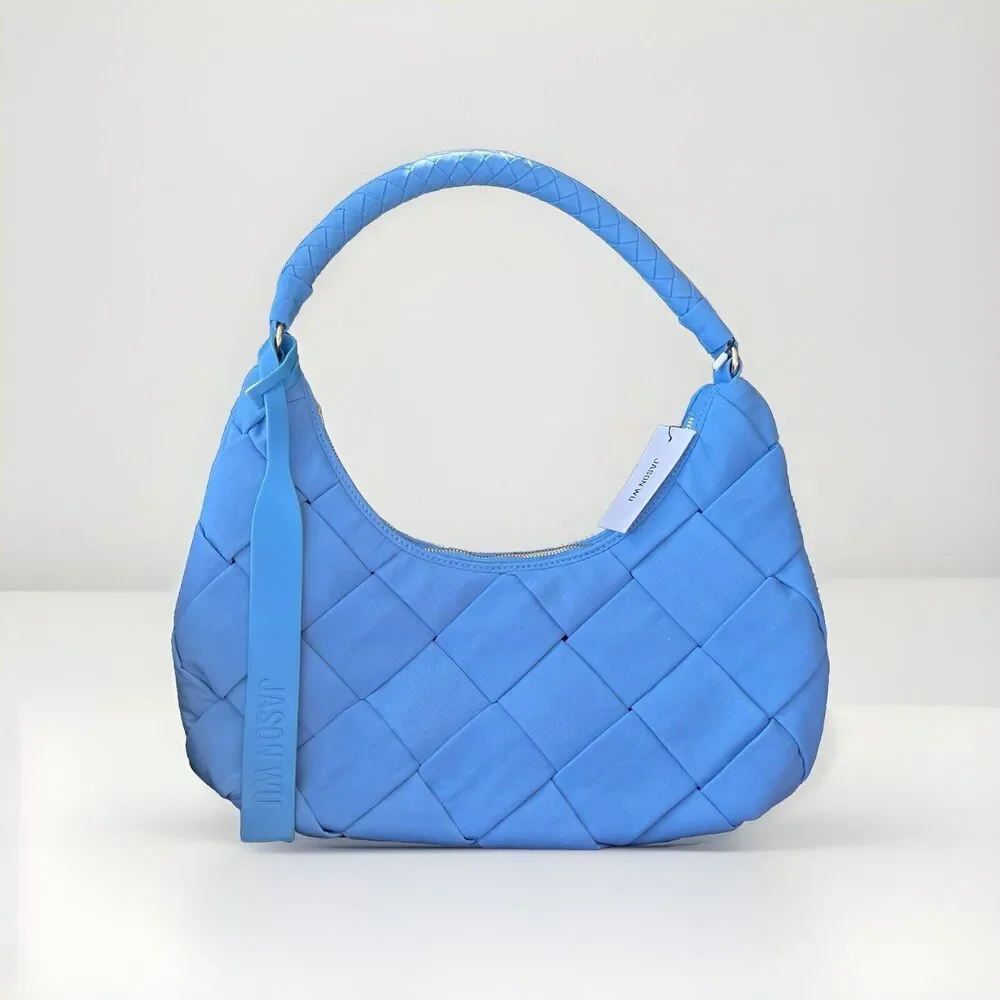 Jason Wu Nylon Woven Hobo Shoulder Bag Vista Blue Half Moon Unique NWT $138